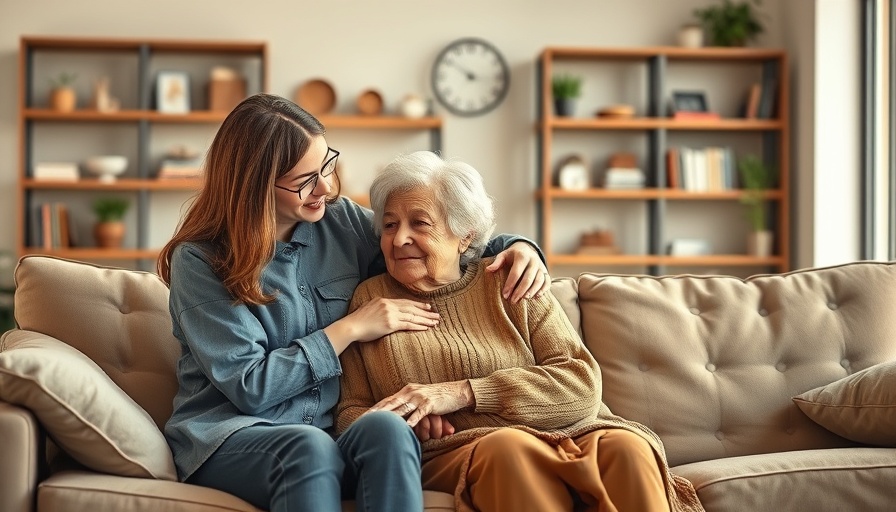 Support a loved one with sundowner’s syndrome: comforting moment on sofa.