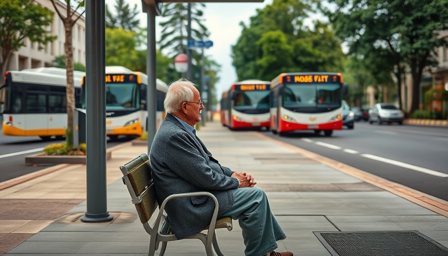 Senior-friendly public transport in Malaysia: elderly person at bus stop.