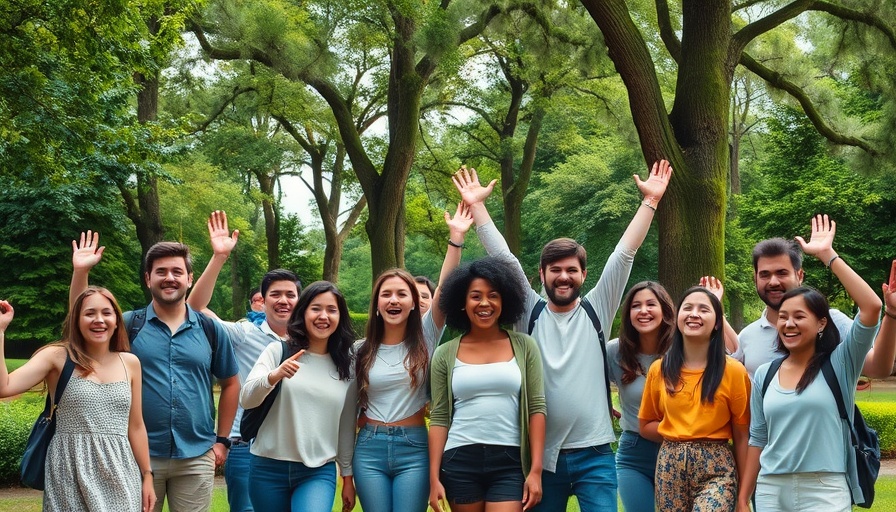 Diverse group in a park, joyful and lively - Find Your Tribe.