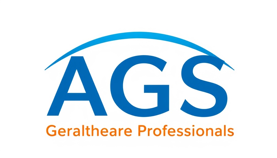 AGS logo for Geriatrics Healthcare Professionals, blue and orange text.