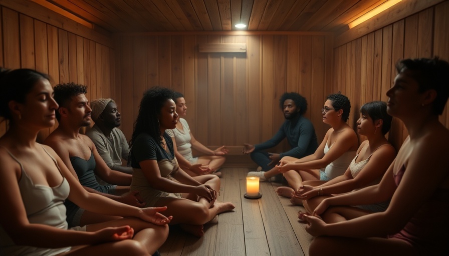 Group enjoying Aufguss sauna in Denver, calm and relaxed atmosphere.