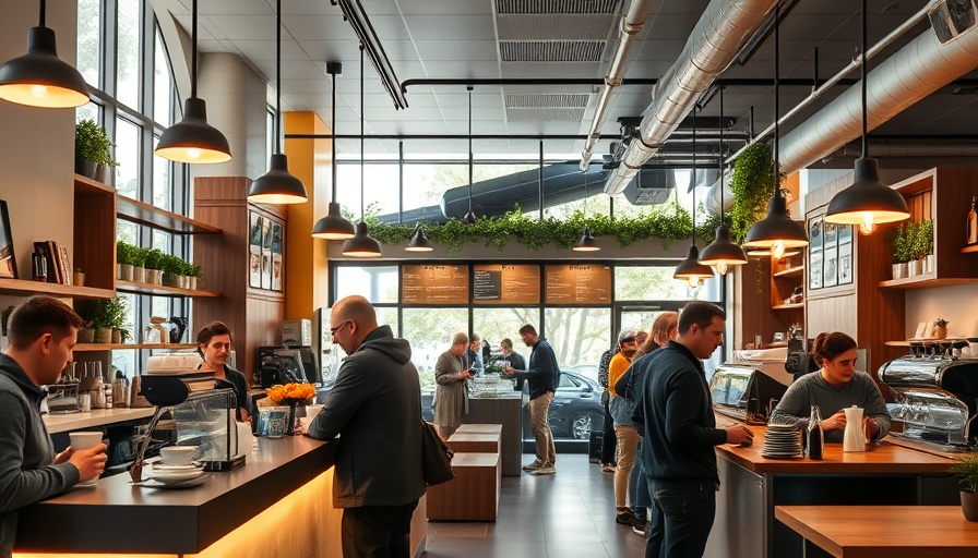 Cozy interior of Wake and Take Coffee in Aurora with customers enjoying.
