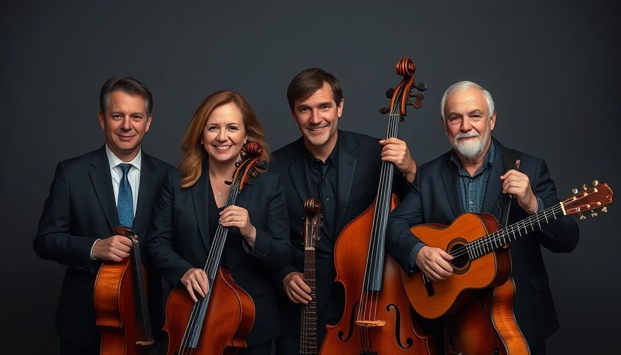Real Lives of Colorado Symphony Musicians posing with instruments.