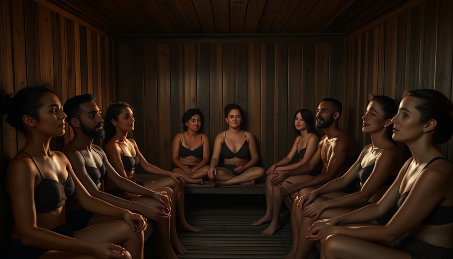 Group relaxing in sauna during Aufguss recovery class in Denver.