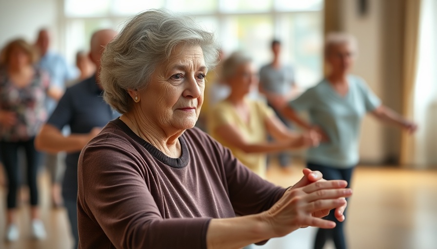 Senior woman enjoying dance class highlighting benefits of community living.