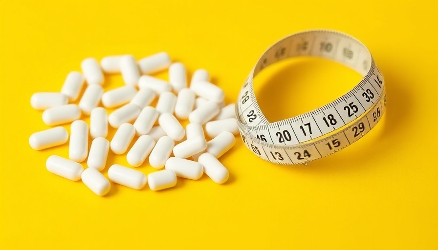 White pills and measuring tape on yellow background, symbolizing weight loss medication effectiveness.