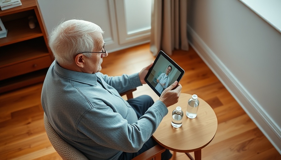 Elderly man in a virtual medical consultation, telemedicine setup.