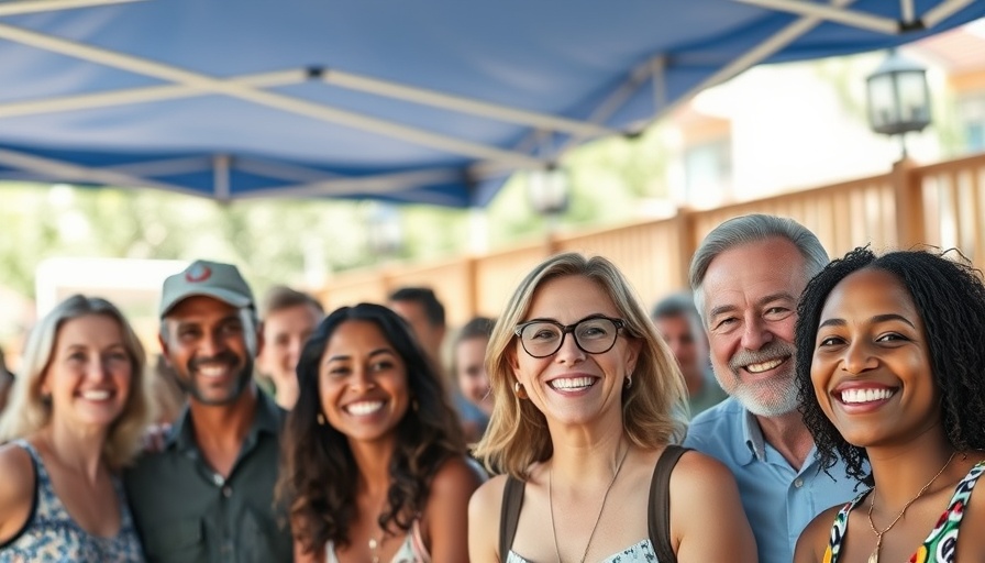 People at Roots for Reece culinary event under blue canopy.