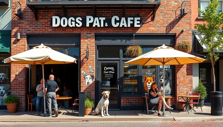 Exterior of Denver dog-friendly cafe with colorful murals and seating.