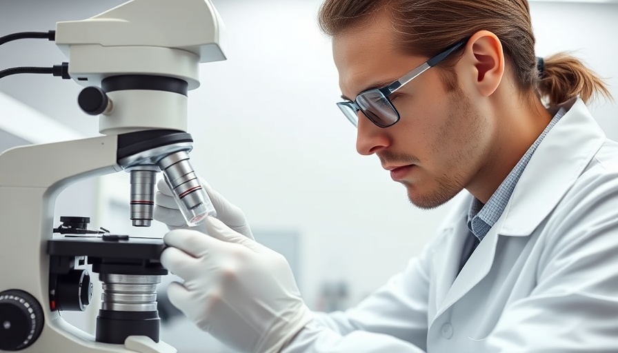 Scientist examining sample under a microscope related to RNA sequencing.