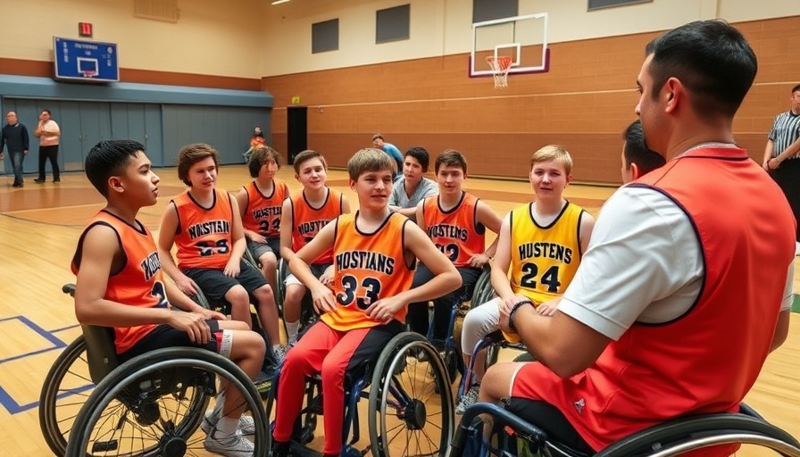 Foster resilience and self-advocacy in children, inclusive basketball team during coaching session.