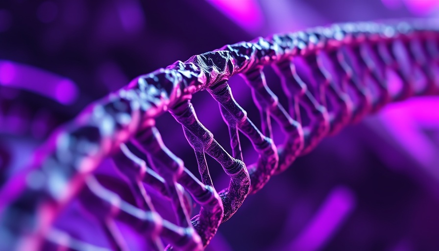 Abstract DNA helix in purple, related to APOE4 gene and Alzheimer's risk.