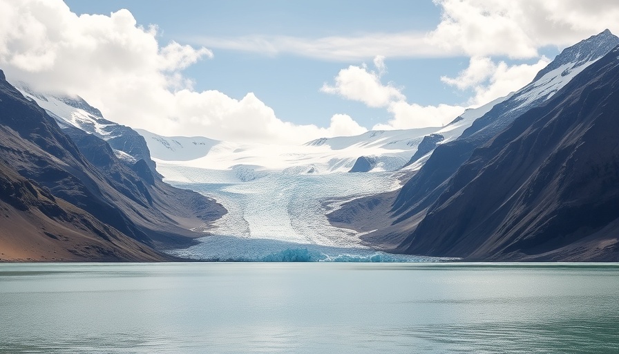 Swiss glacial landscape indicating hydropower potential amid glacier melt.