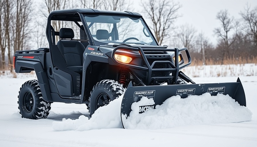 UTV with Ignite Attachments snow blade clearing snowy path