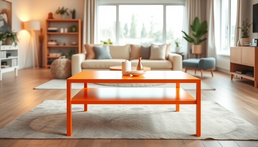 Bright orange IKEA GLADOM table highlighted in a modern setting.