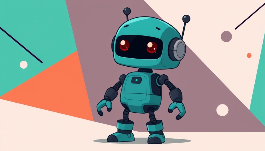 Cartoon robot with bold geometric background, Xiaomi Smart Camera C500 launch