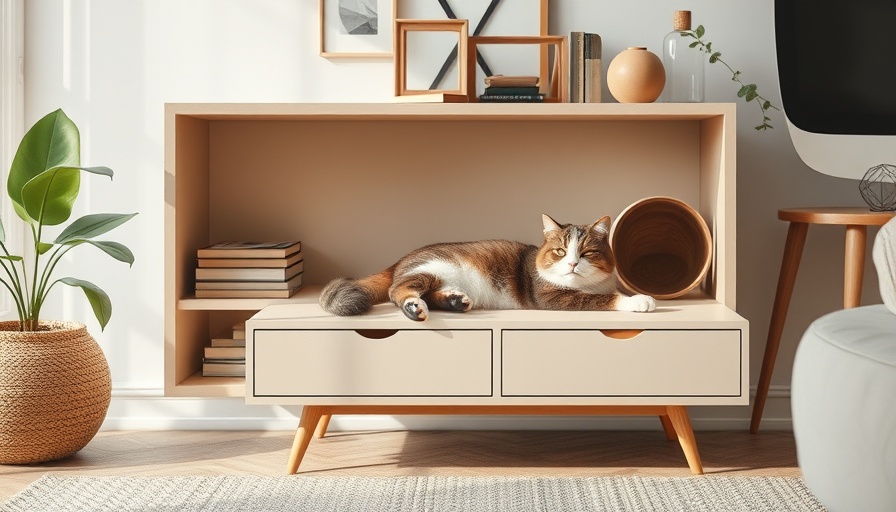 Stylish Cat Litter Box Solutions featuring modern cat furniture.