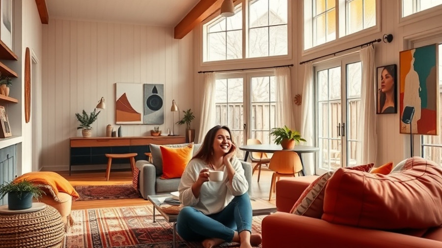 Cozy farmhouse living room update with vibrant decor and relaxed setting.