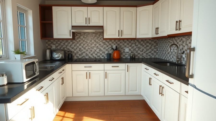 Cozy kitchen with white cabinets before budget kitchen makeover.