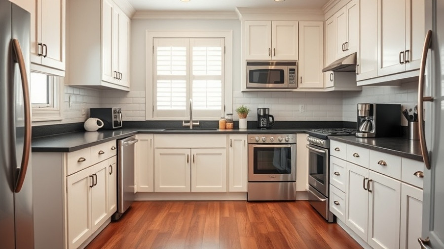 Bright kitchen with white cabinets, part of an under-$500 makeover.