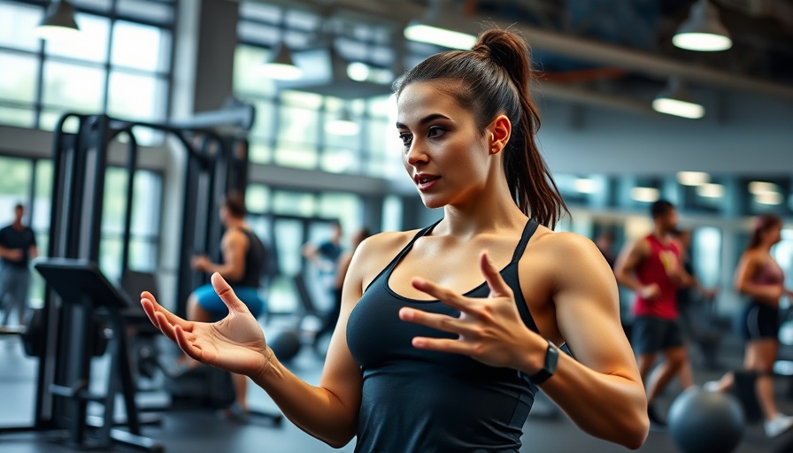 Fitness instructor giving lifting advice for healthy living in gym setting.