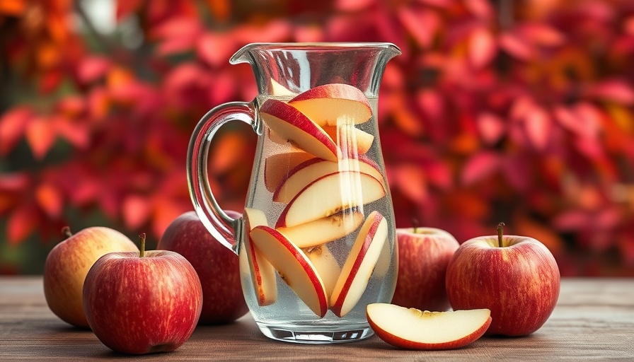 Vibrant glass pitcher with apples; apple cider vinegar benefits and side effects.