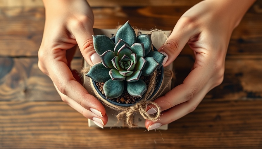 Hands wrapping a succulent, ideal unique gifts for gardeners.