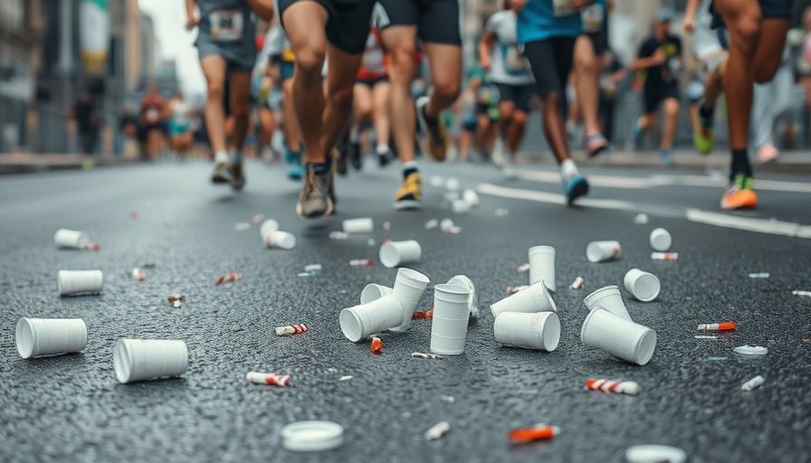 Runners on littered street highlight sustainability in marathons