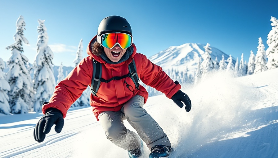 Excited snowboarder enjoying inclusivity at Mt. Rainier.