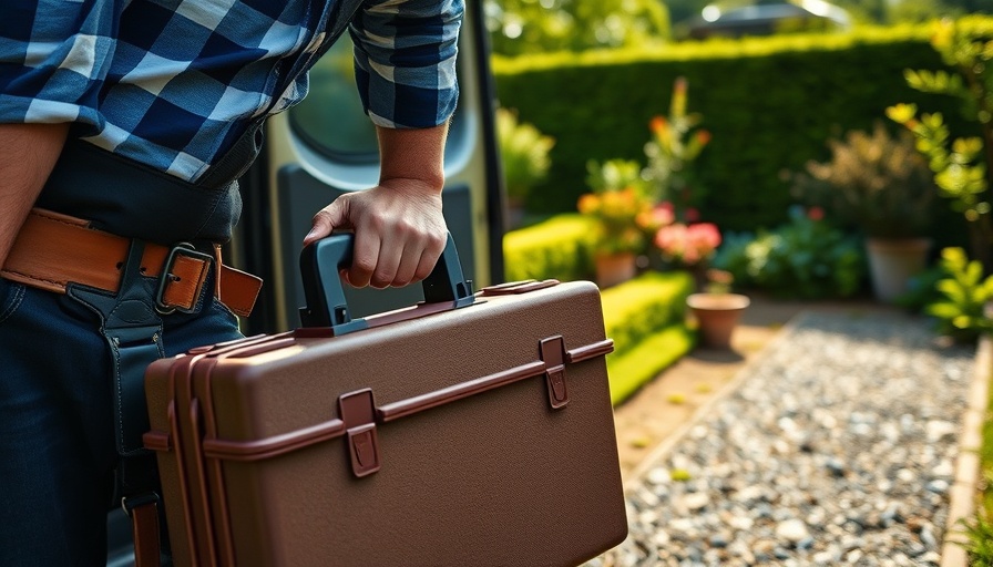 Tradesperson securing tools, tool theft protection focus