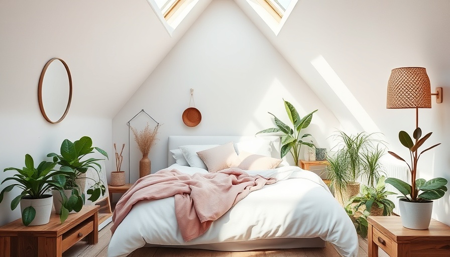 Cozy loft bedroom with skylight and pink accents for loft bedroom ideas.
