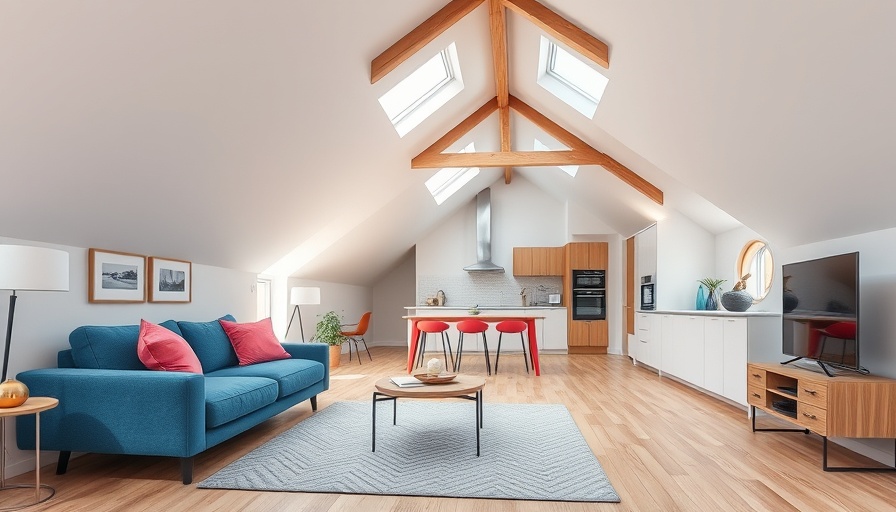 Modern attic renovation potential with stylish decor and natural light.