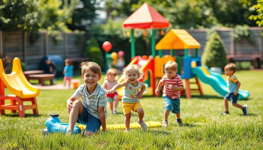 Weather-proof garden decor featuring kids' play area.