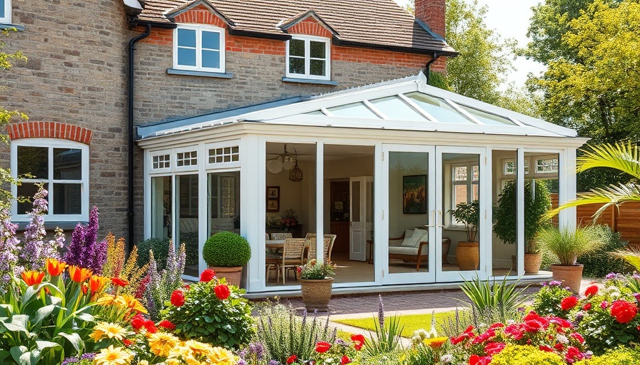 Charming orangery extension showcasing benefits with lush garden setting.