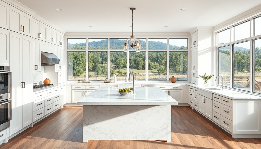 Elegant modern kitchen by luxury home builders, featuring white cabinetry.