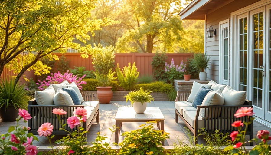 Transforming your outdoor space with cozy furniture and lush garden.