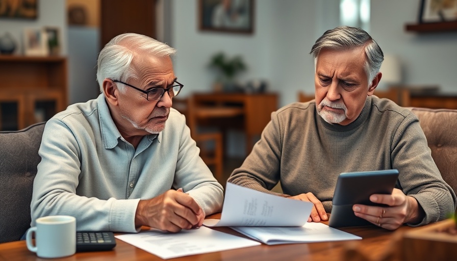Elderly couple discussing aging in place financial challenges at home.