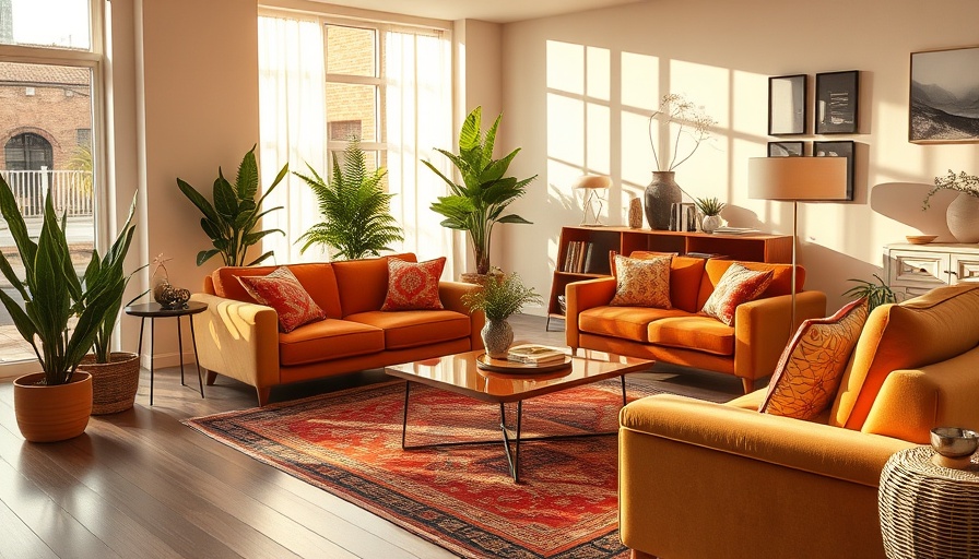 Vibrant room with wood veneer furniture highlighting modern style.