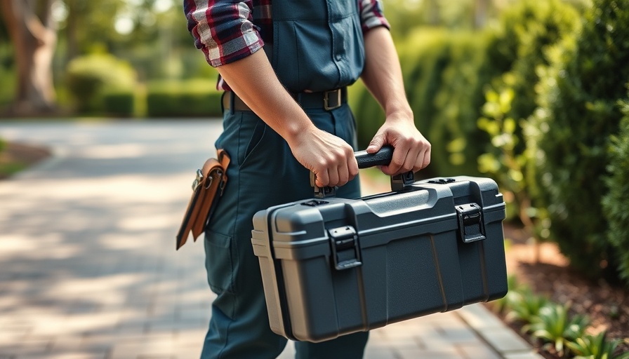 Tradesperson protecting tools against theft outdoors.