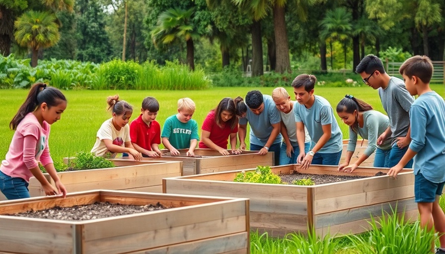 Group setting up garden beds in school garden setup