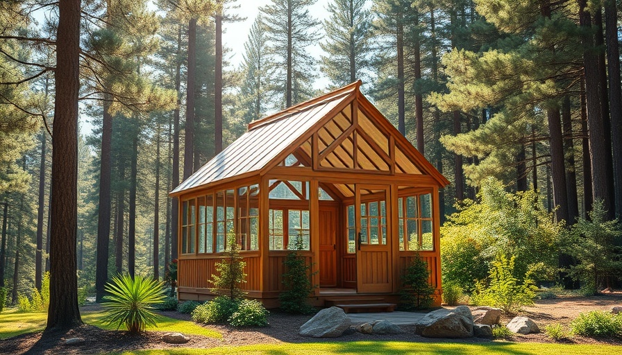 Wooden greenhouse in a forest garden for Gardening with a Greenhouse