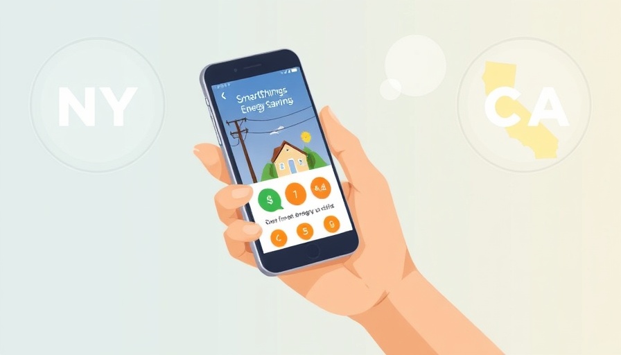 SmartThings Energy Savings app interface on smartphone with icons.