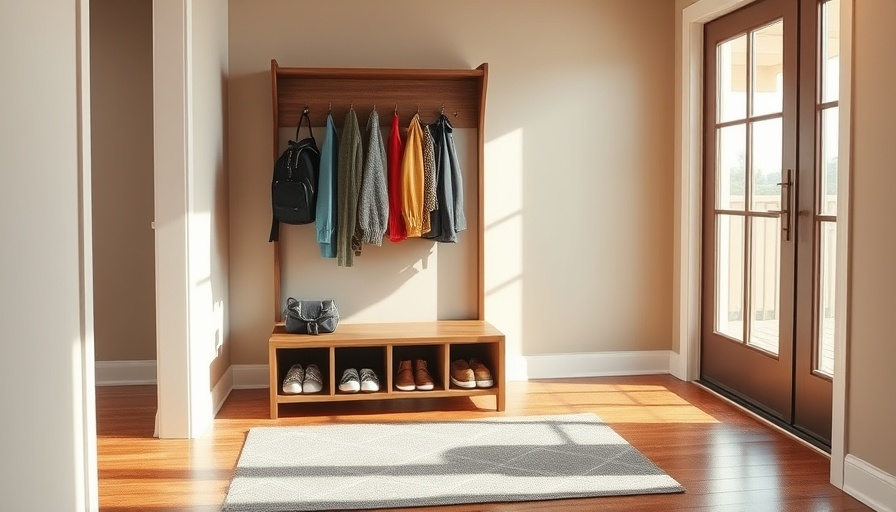 Corner hall tree with extra storage and hooks for coats.