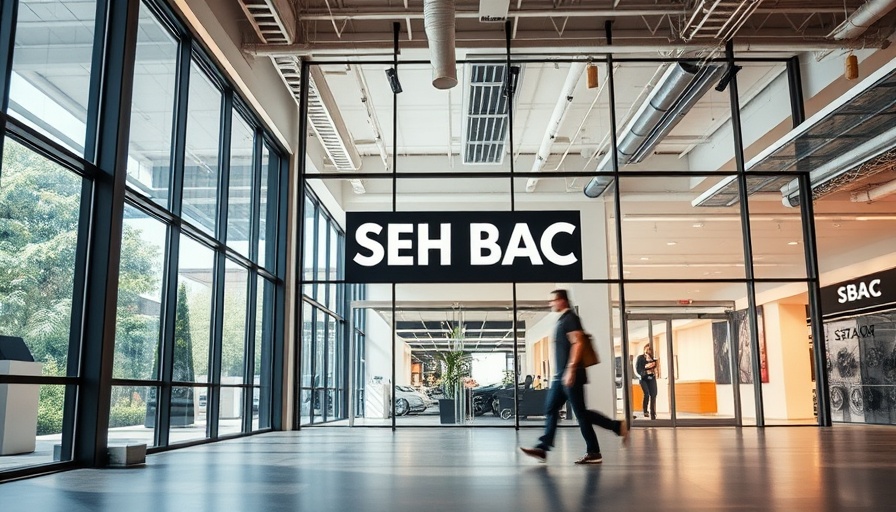 SEH BAC rebranded showroom with windows and blurred person
