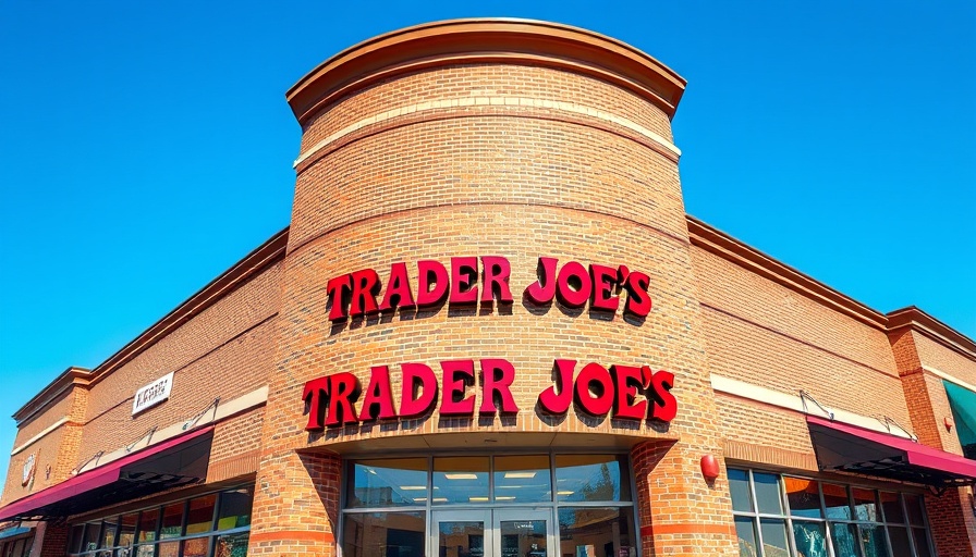 Trader Joe's storefront with red signage under clear sky.