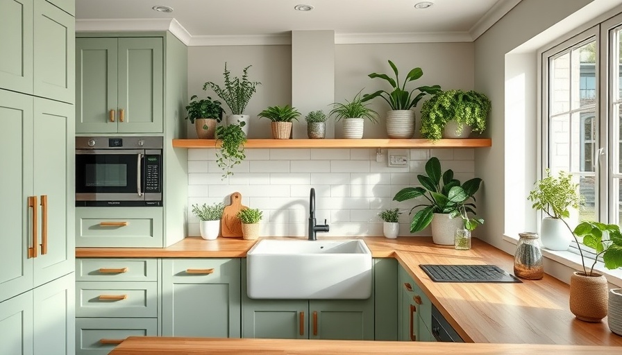 Charming modern kitchen with green cabinets and DIY details.