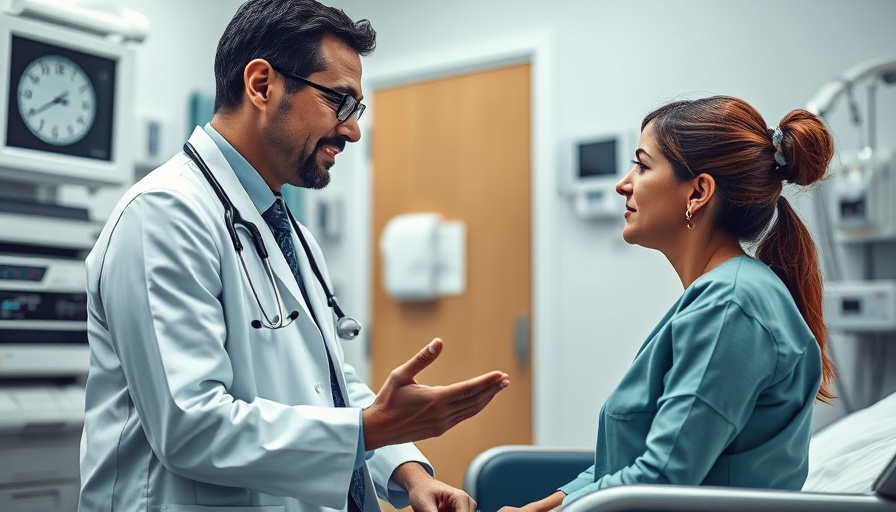 Doctor consulting patient about the importance of proper fit for mastectomy bras in a medical setting.