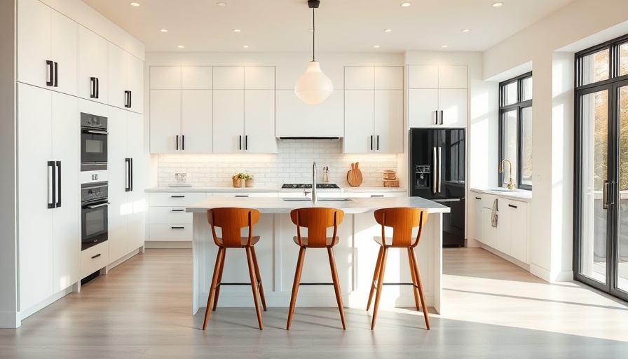 Modern kitchen with white cabinetry and marble-topped island showcasing kitchen remodeling tips