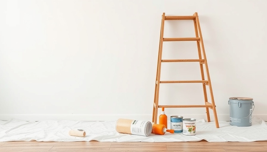 Painting setup for home service businesses with ladder and supplies.