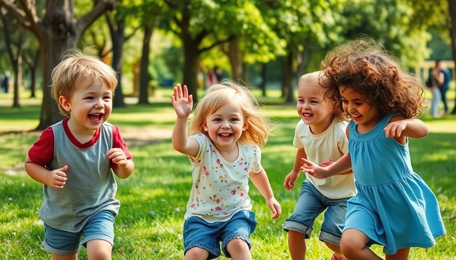 Kids enjoying screen-free play in a sunny park.